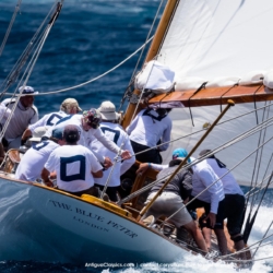 The Blue Peter sailing in the Antigua Classic Yacht Regatta.